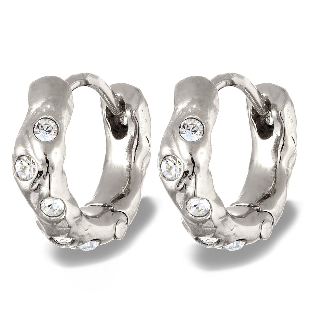 Silber - Elli | Creolen Organic | Mit Kristallen von Swarovski® (Weiß) | 925 Sterling Silber