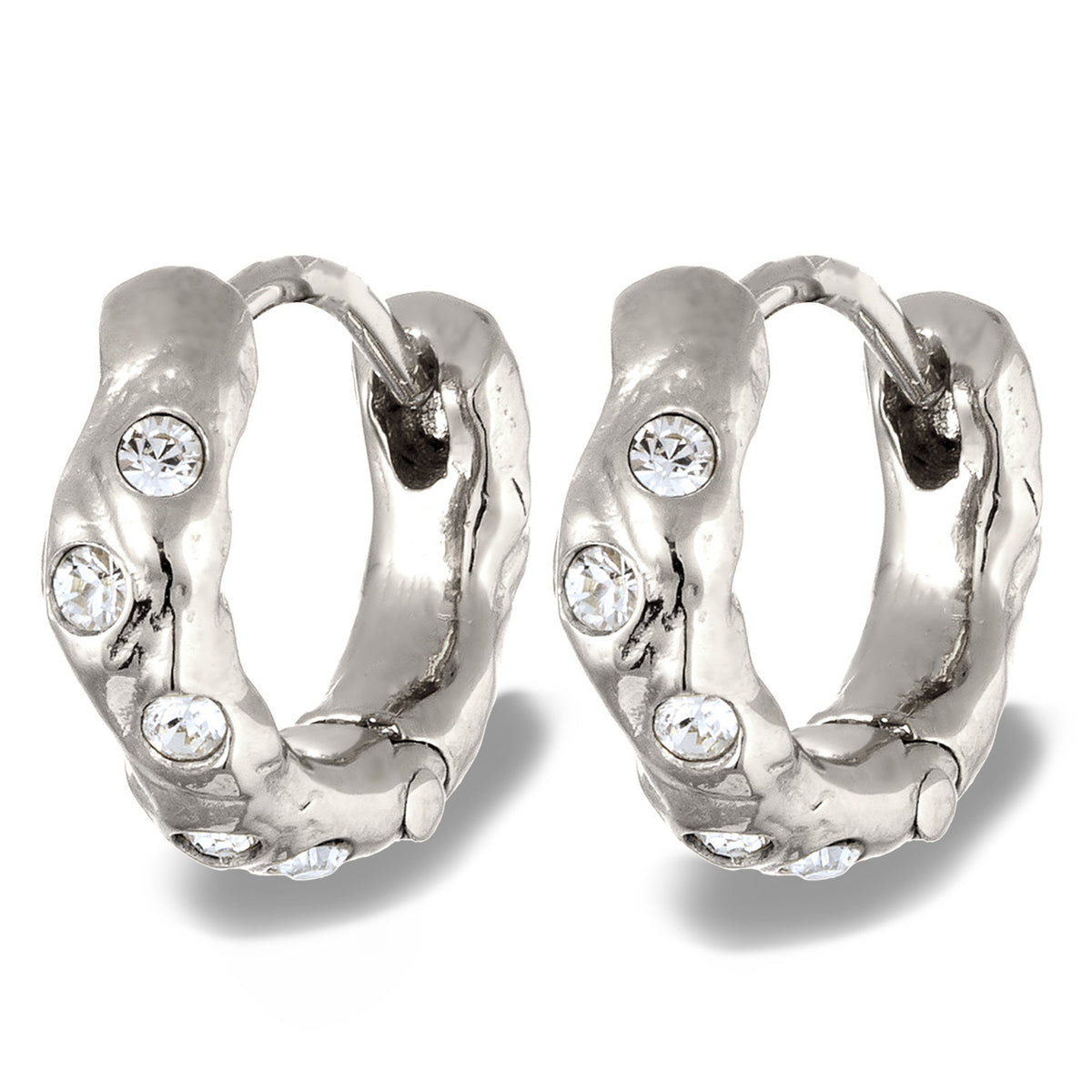 Silber - Elli | Creolen Organic | Mit Kristallen von Swarovski® (Weiß) | 925 Sterling Silber