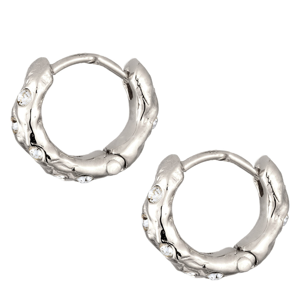 Silber - Elli | Creolen Organic | Mit Kristallen von Swarovski® (Weiß) | 925 Sterling Silber