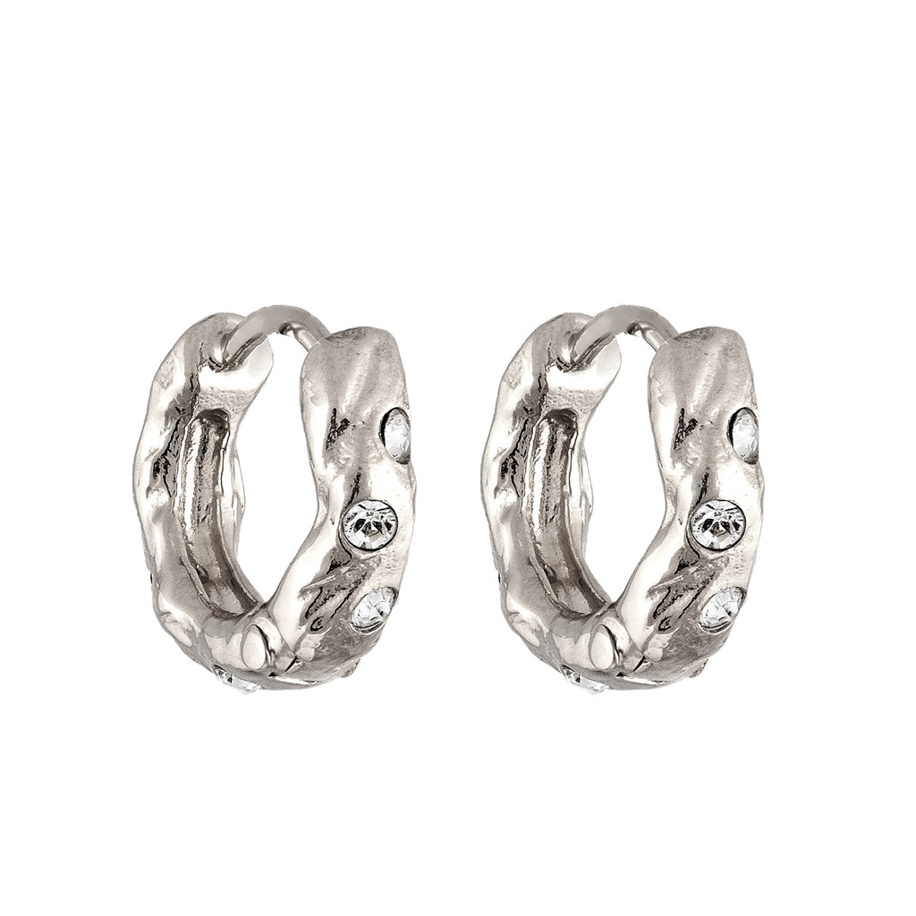 Silber - Elli | Creolen Organic | Mit Kristallen von Swarovski® (Weiß) | 925 Sterling Silber