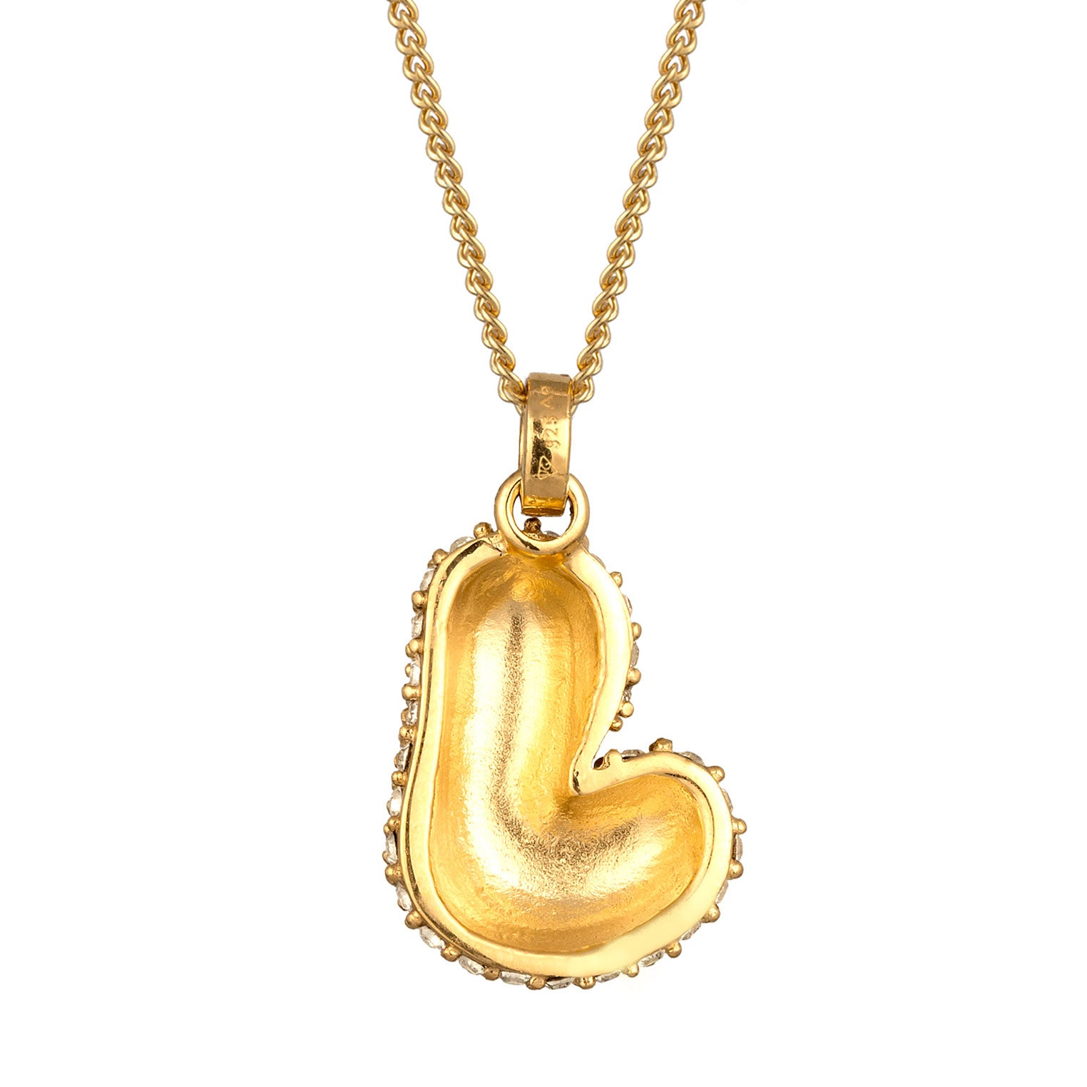 Gold - Elli | Halskette Bubble Buchstabe J | Mit Kristallen von Swarovski® (Weiß) | 925 Sterling Silber vergoldet