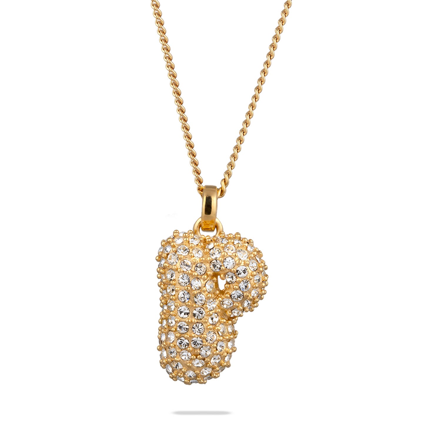 Gold - Elli | Halskette Bubble Buchstabe P | Mit Kristallen von Swarovski® (Weiß) | 925 Sterling Silber vergoldet