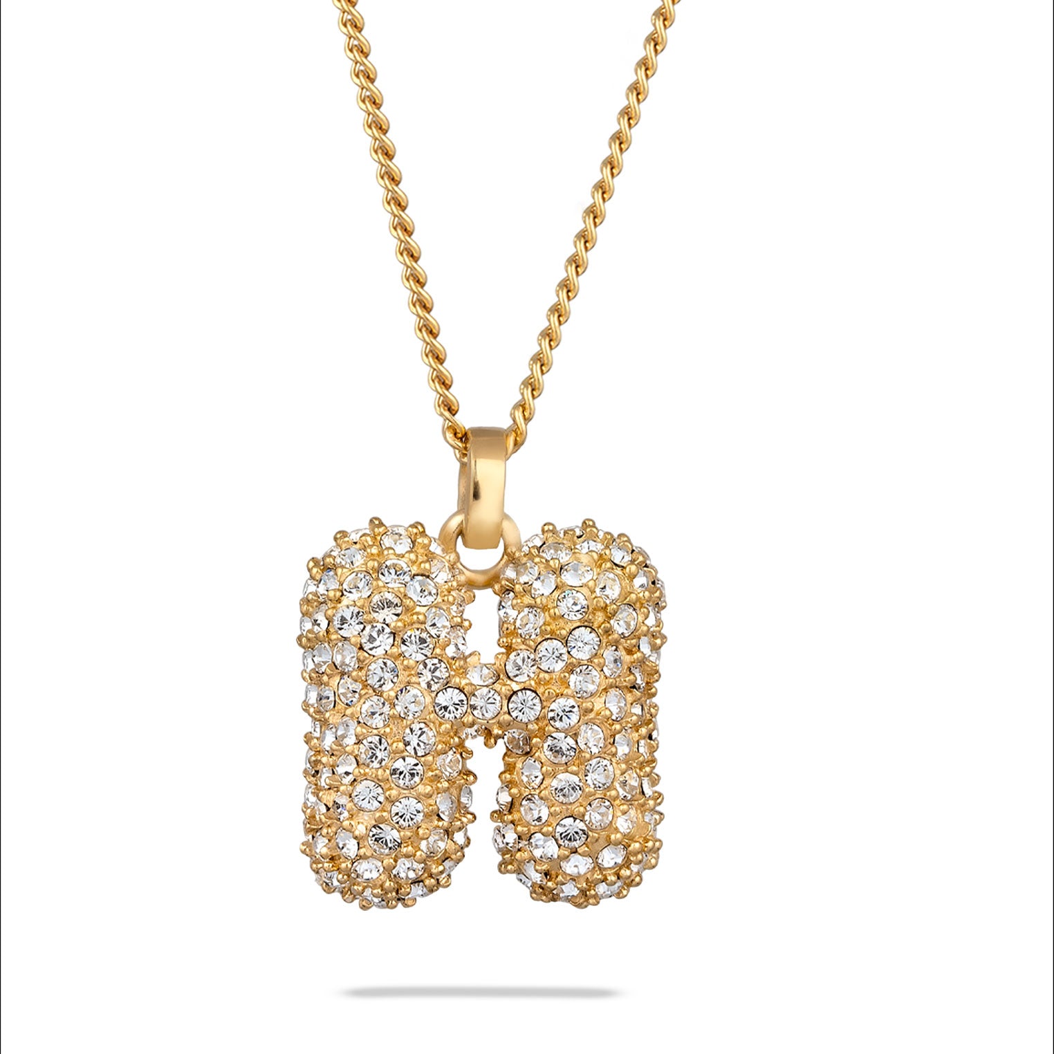 Gold - Elli | Halskette Bubble Buchstabe H | Mit Kristallen von Swarovski® (Weiß) | 925 Sterling Silber vergoldet