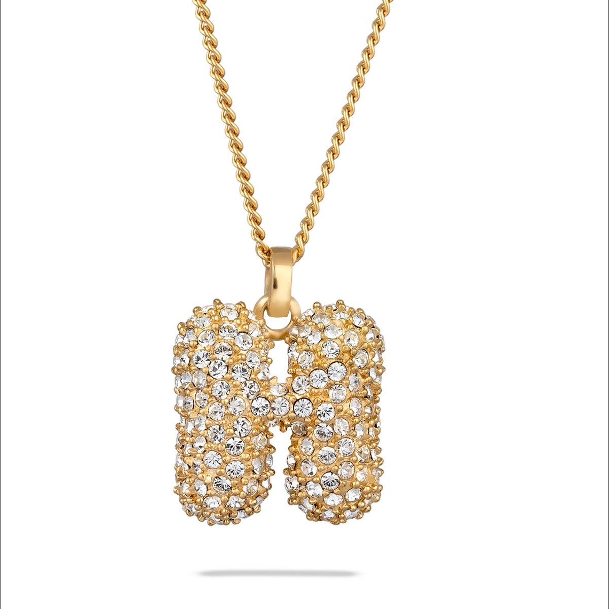 Gold - Elli | Halskette Bubble Buchstabe H | Mit Kristallen von Swarovski® (Weiß) | 925 Sterling Silber vergoldet