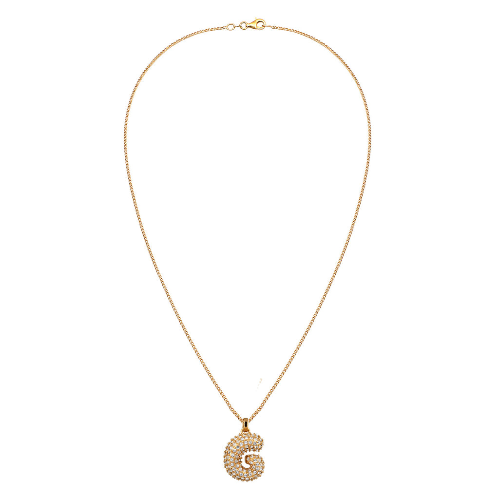 Gold - Elli | Halskette Bubble Buchstabe G | Mit Kristallen von Swarovski® (Weiß) | 925 Sterling Silber vergoldet