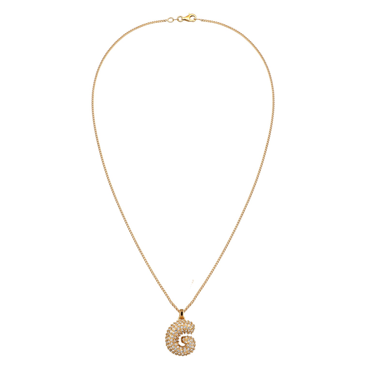 Gold - Elli | Halskette Bubble Buchstabe G | Mit Kristallen von Swarovski® (Weiß) | 925 Sterling Silber vergoldet