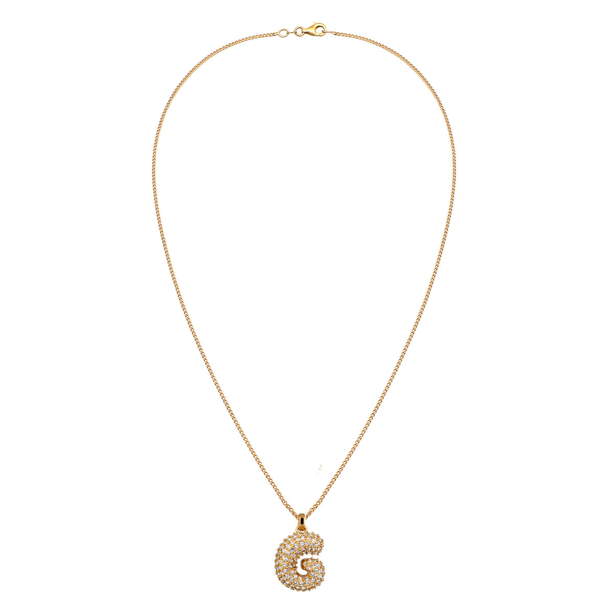 Gold - Elli | Halskette Bubble Buchstabe G | Mit Kristallen von Swarovski® (Weiß) | 925 Sterling Silber vergoldet