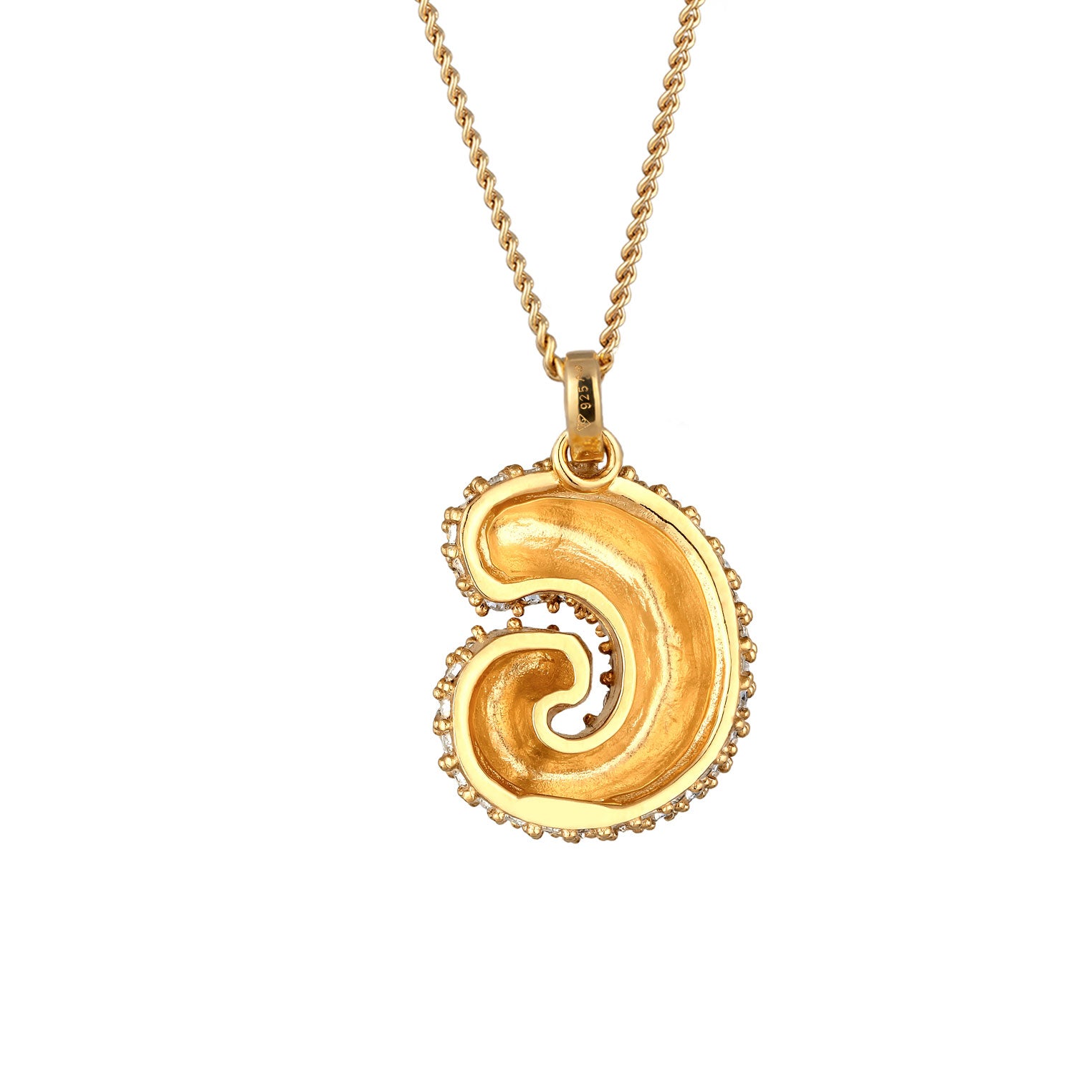 Gold - Elli | Halskette Bubble Buchstabe G | Mit Kristallen von Swarovski® (Weiß) | 925 Sterling Silber vergoldet
