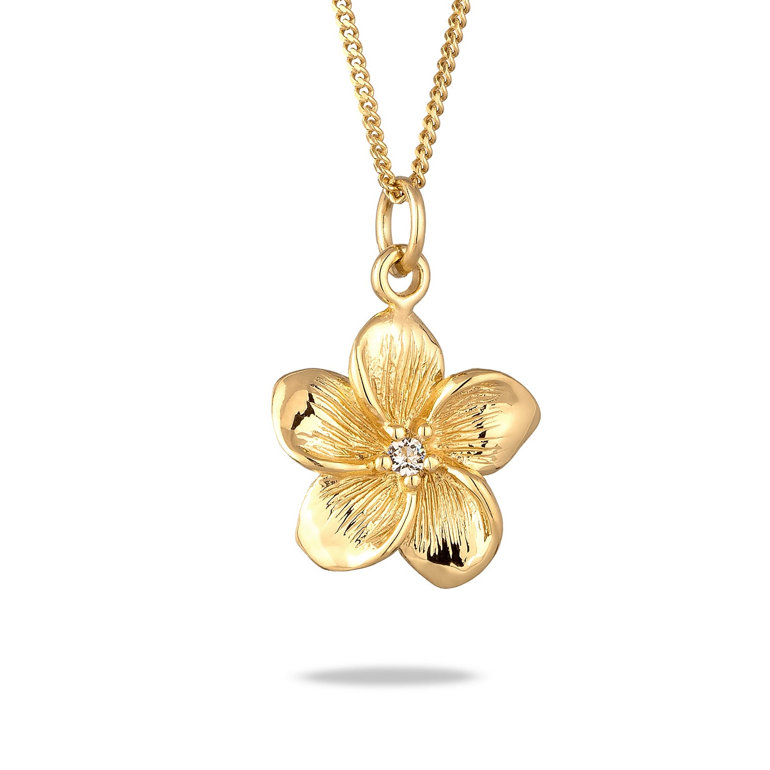 Gold - Elli | Halskette Frangipani Anhänger | Mit Kristallen von Swarovski® (Weiß) | 925 Sterling Silber vergoldet
