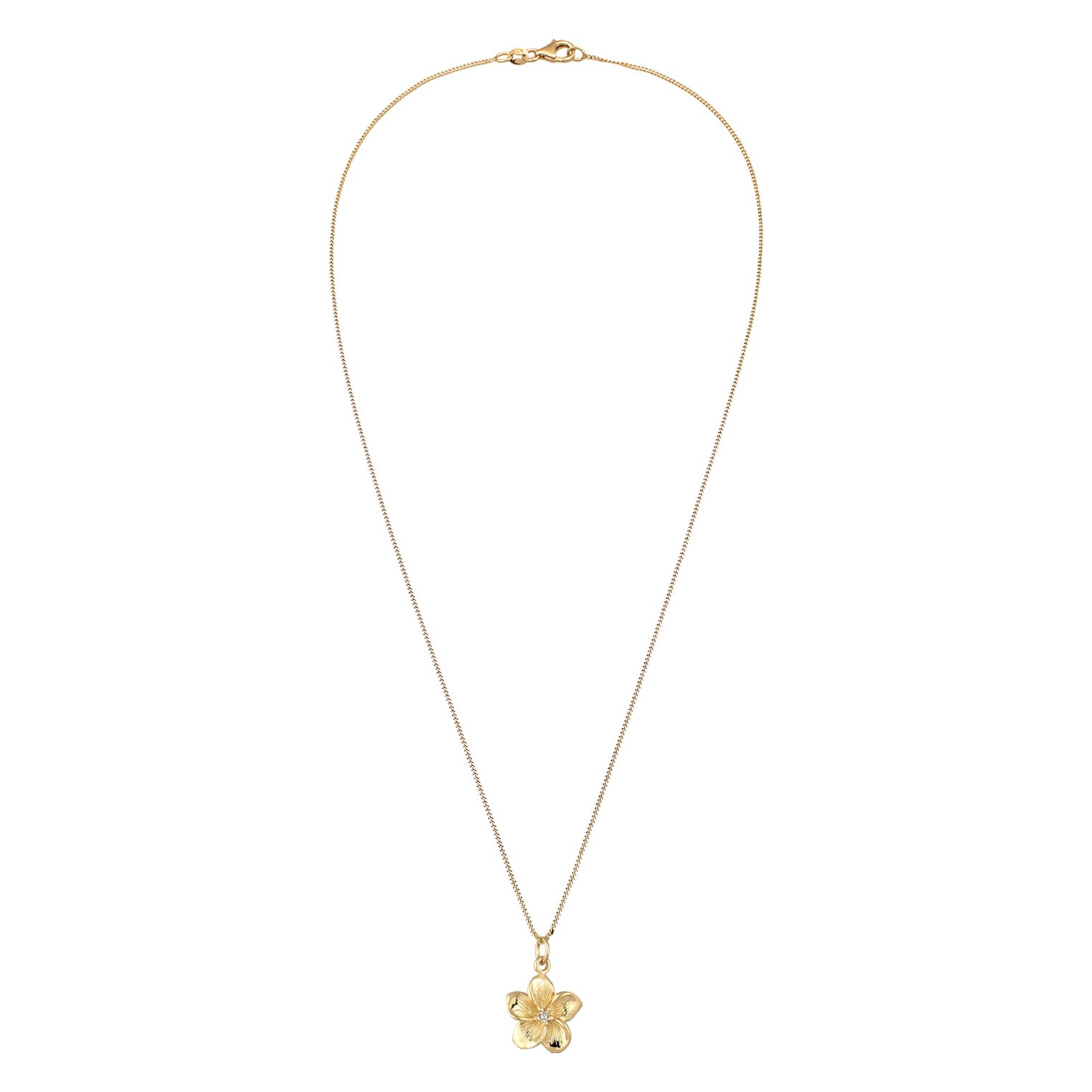 Gold - Elli | Halskette Frangipani Anhänger | Mit Kristallen von Swarovski® (Weiß) | 925 Sterling Silber vergoldet