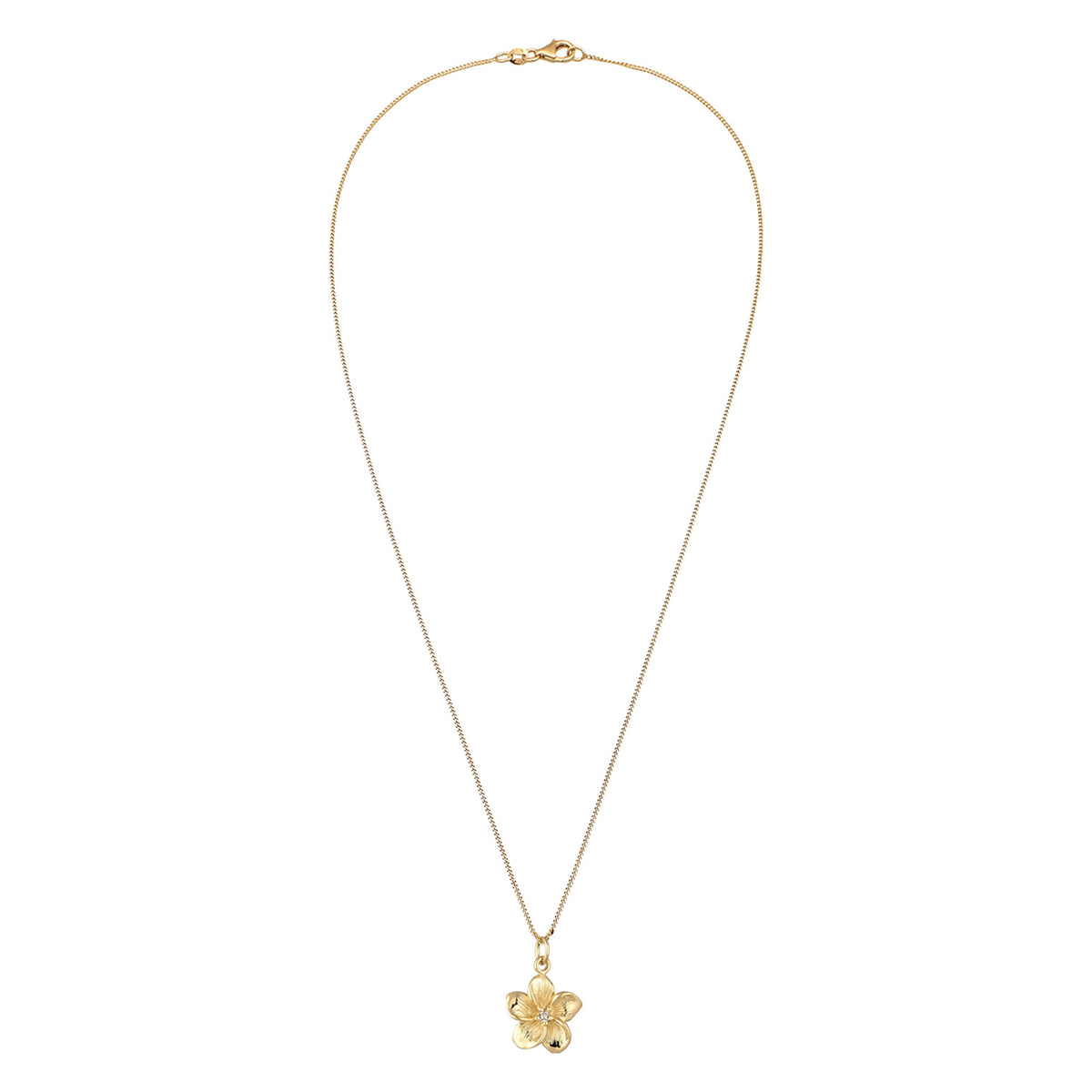 Gold - Elli | Halskette Frangipani Anhänger | Mit Kristallen von Swarovski® (Weiß) | 925 Sterling Silber vergoldet
