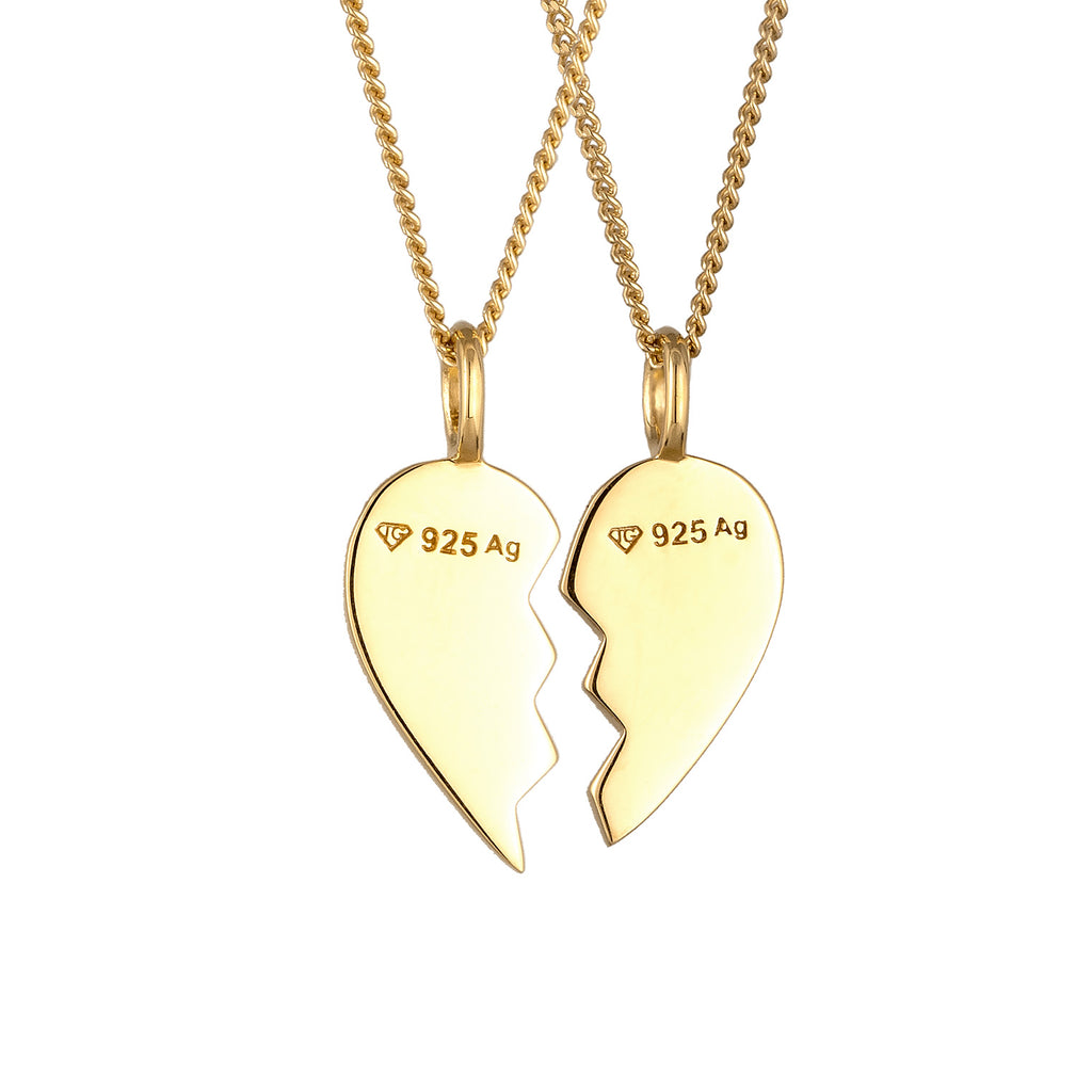 Gold - Elli | Halsketten-Set Herz | 925 Sterling Silber vergoldet