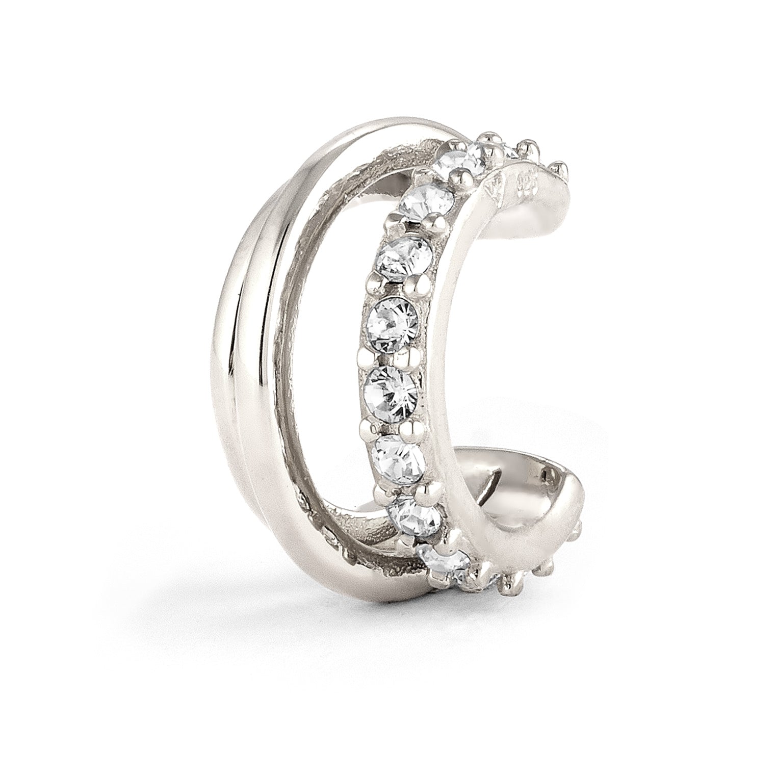 Silber - Elli | Earcuff | Glas Kristalle (Weiß) | 925 Sterling Silber