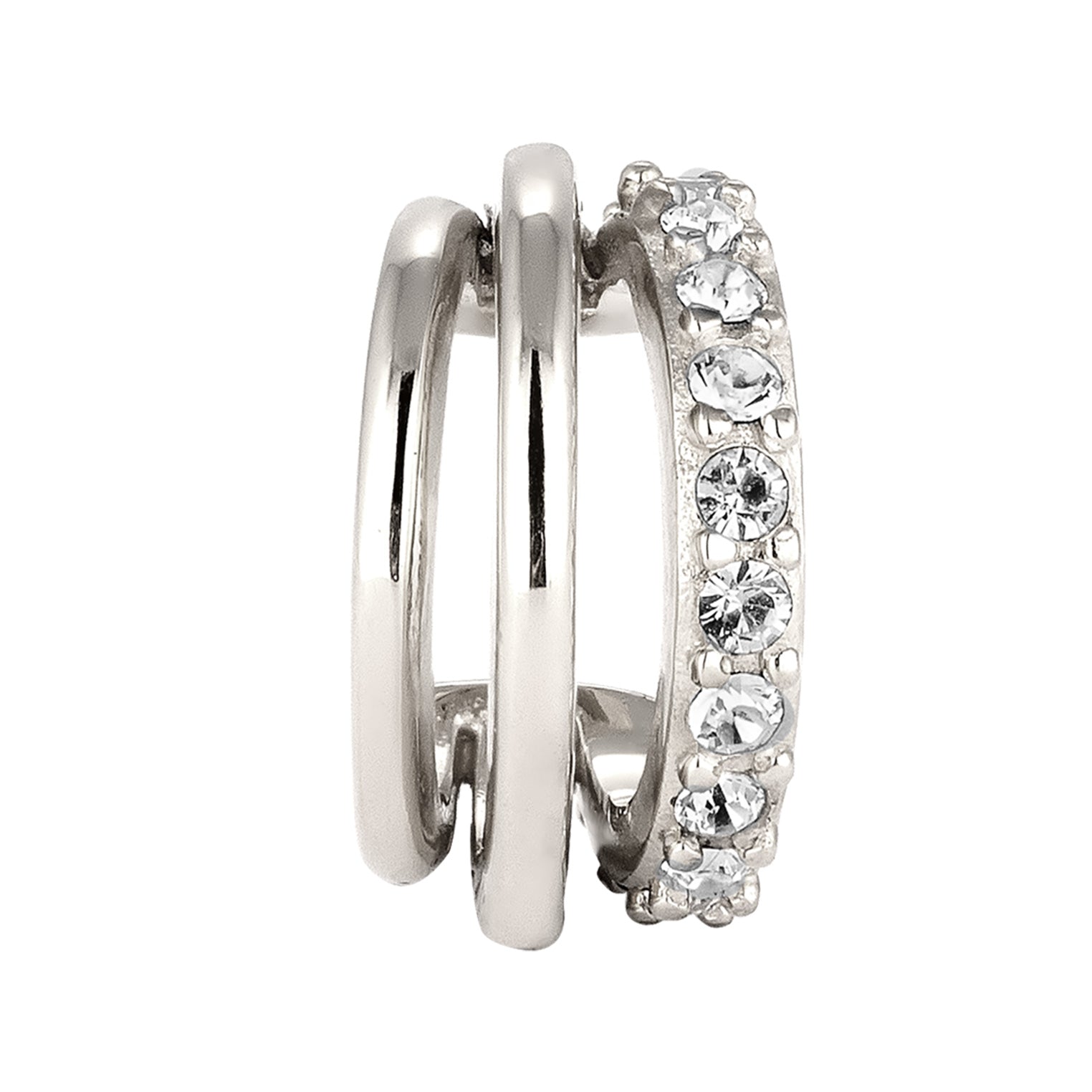 Silber - Elli | Earcuff | Glas Kristalle (Weiß) | 925 Sterling Silber