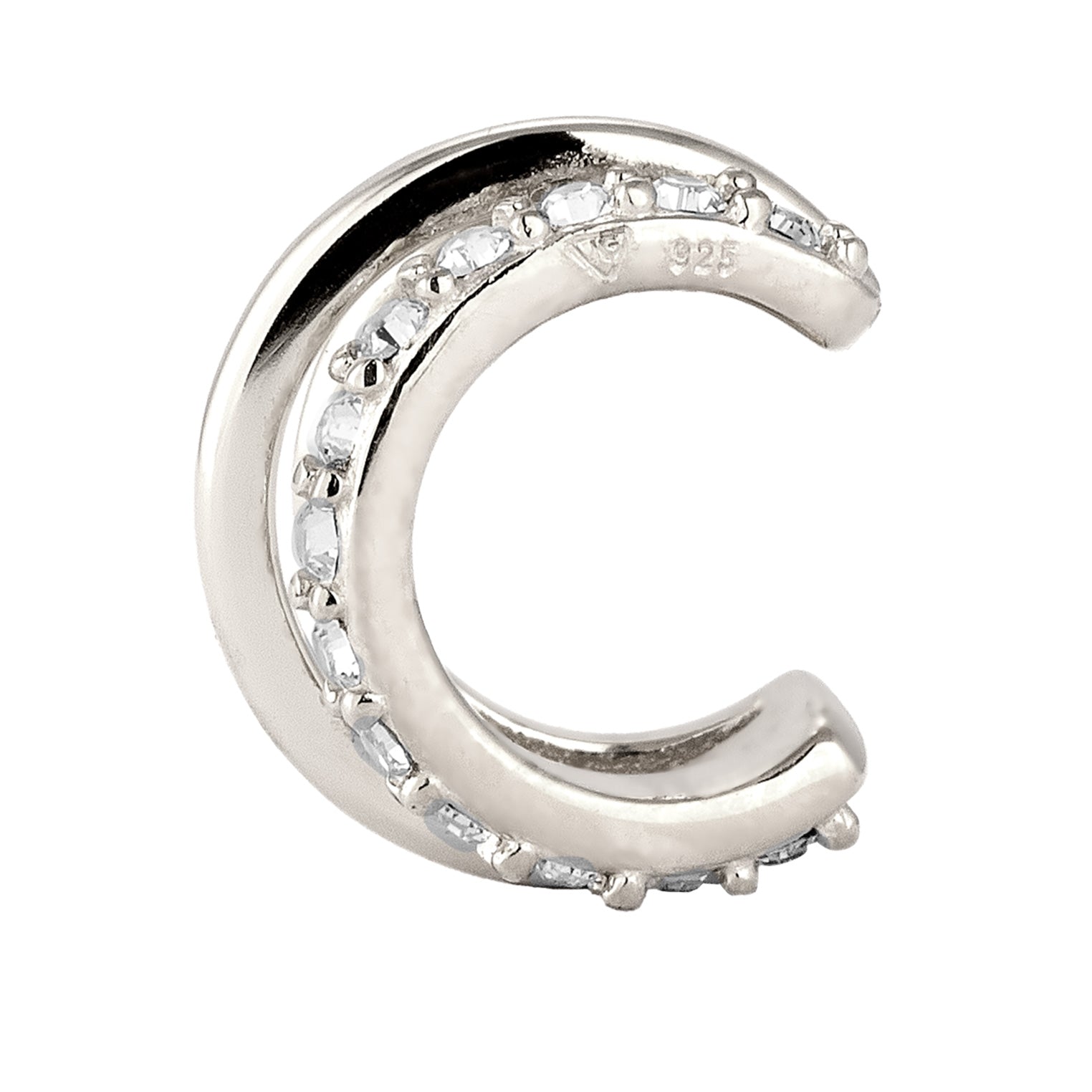 Silber - Elli | Earcuff | Glas Kristalle (Weiß) | 925 Sterling Silber