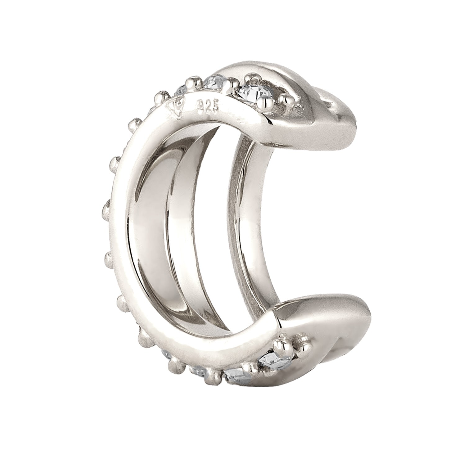 Silber - Elli | Earcuff | Glas Kristalle (Weiß) | 925 Sterling Silber