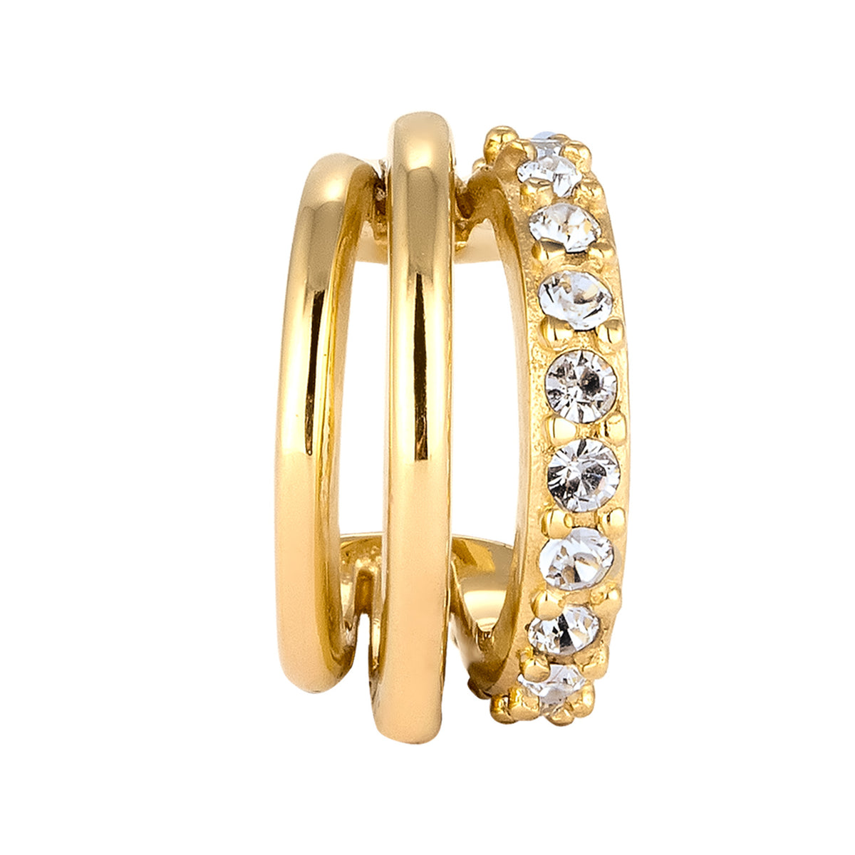 Gold - Elli | Earcuff Single | Mit Kristallen von Swarovski® (Weiß) | 925 Sterling Silber vergoldet