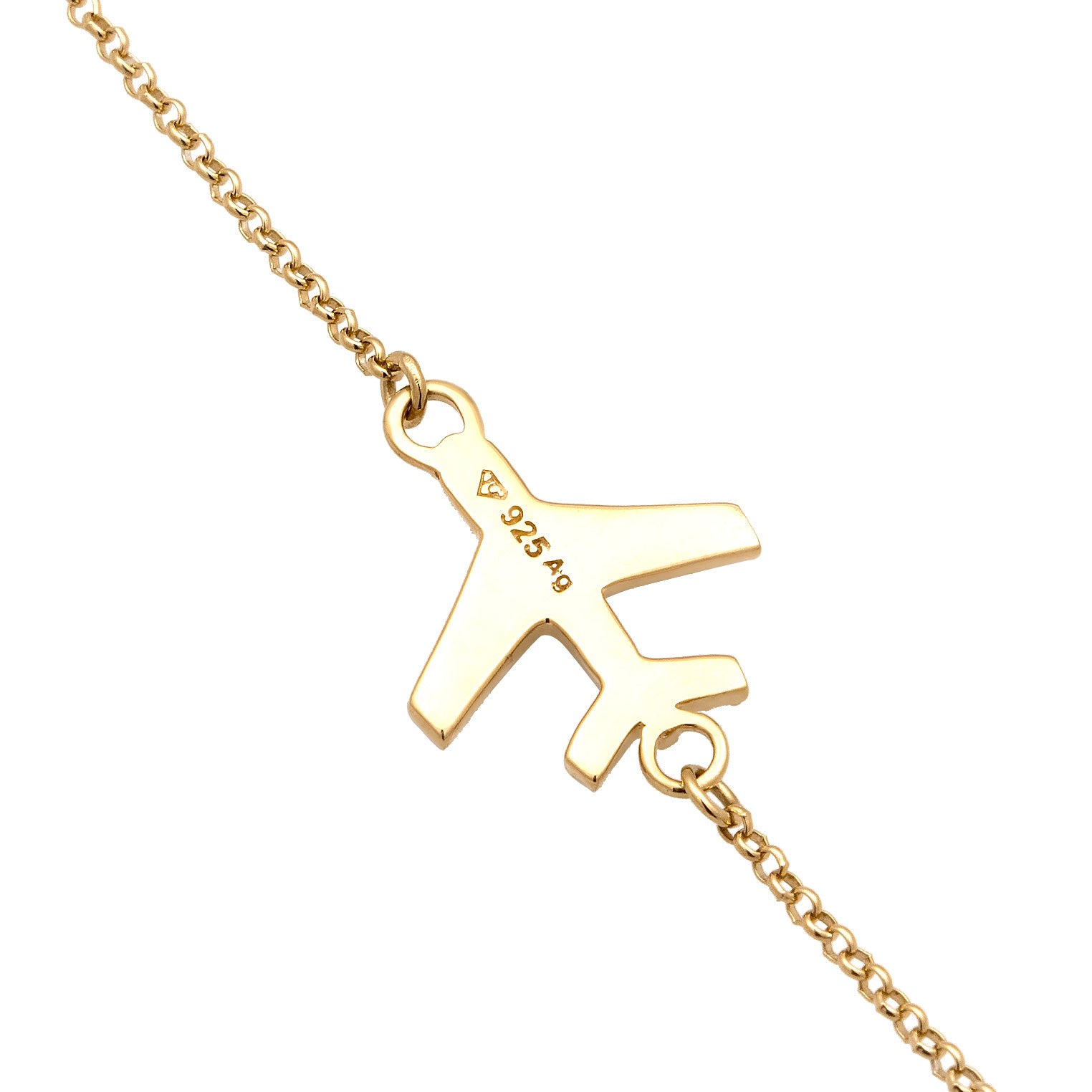 Gold - Elli | Armband Flugzeug | Mit Kristallen von Swarovski® (Weiß) | 925 Sterling Silber vergoldet