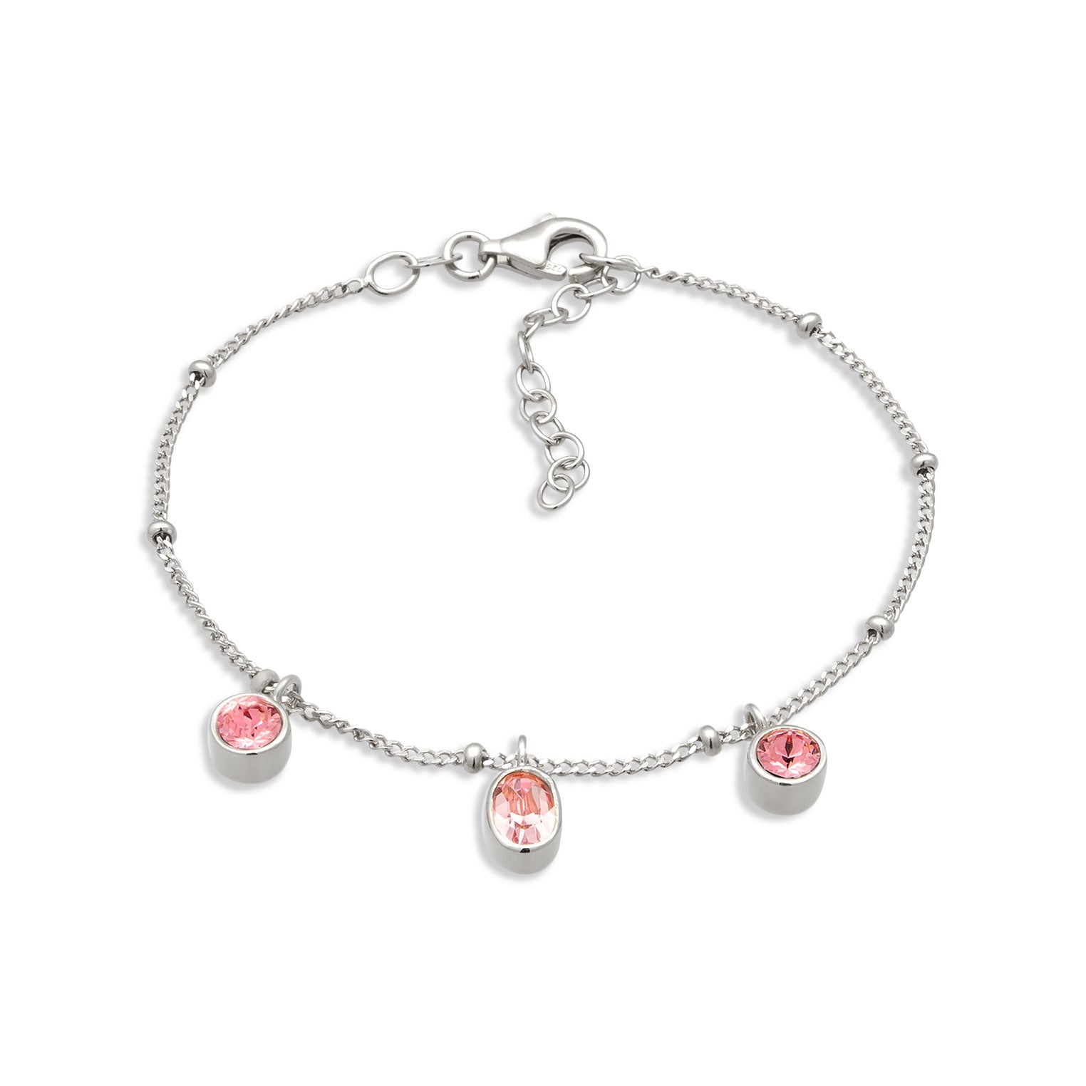 Silber - Elli | Kugel-Armband | Mit Kristallen von Swarovski® (Pink & Rose) | 925 Sterling Silber