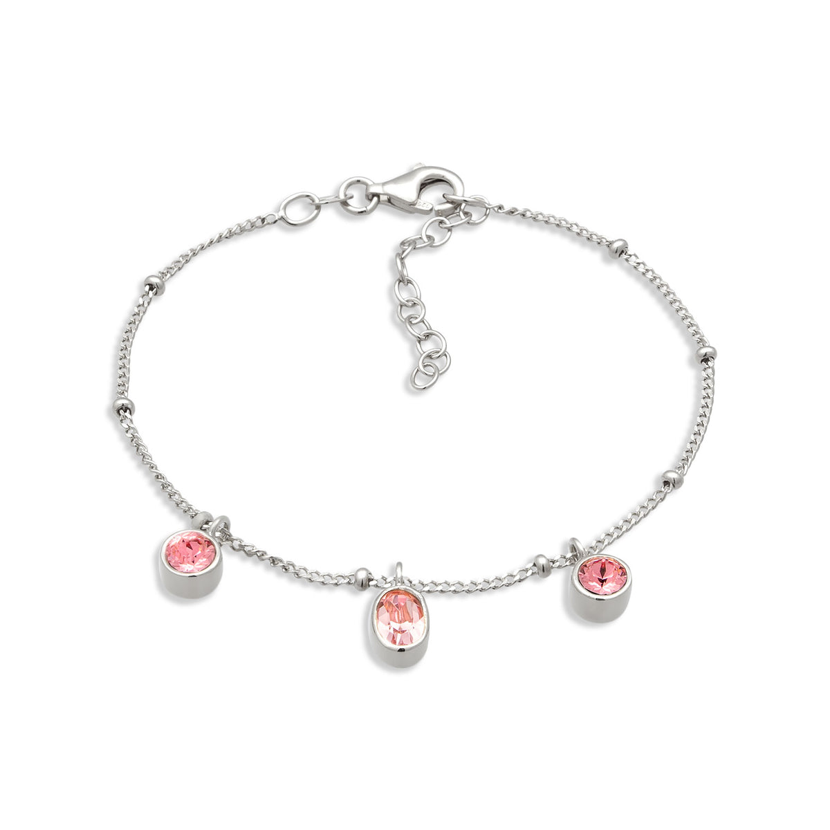 Silber - Elli | Kugel-Armband | Mit Kristallen von Swarovski® (Pink & Rose) | 925 Sterling Silber