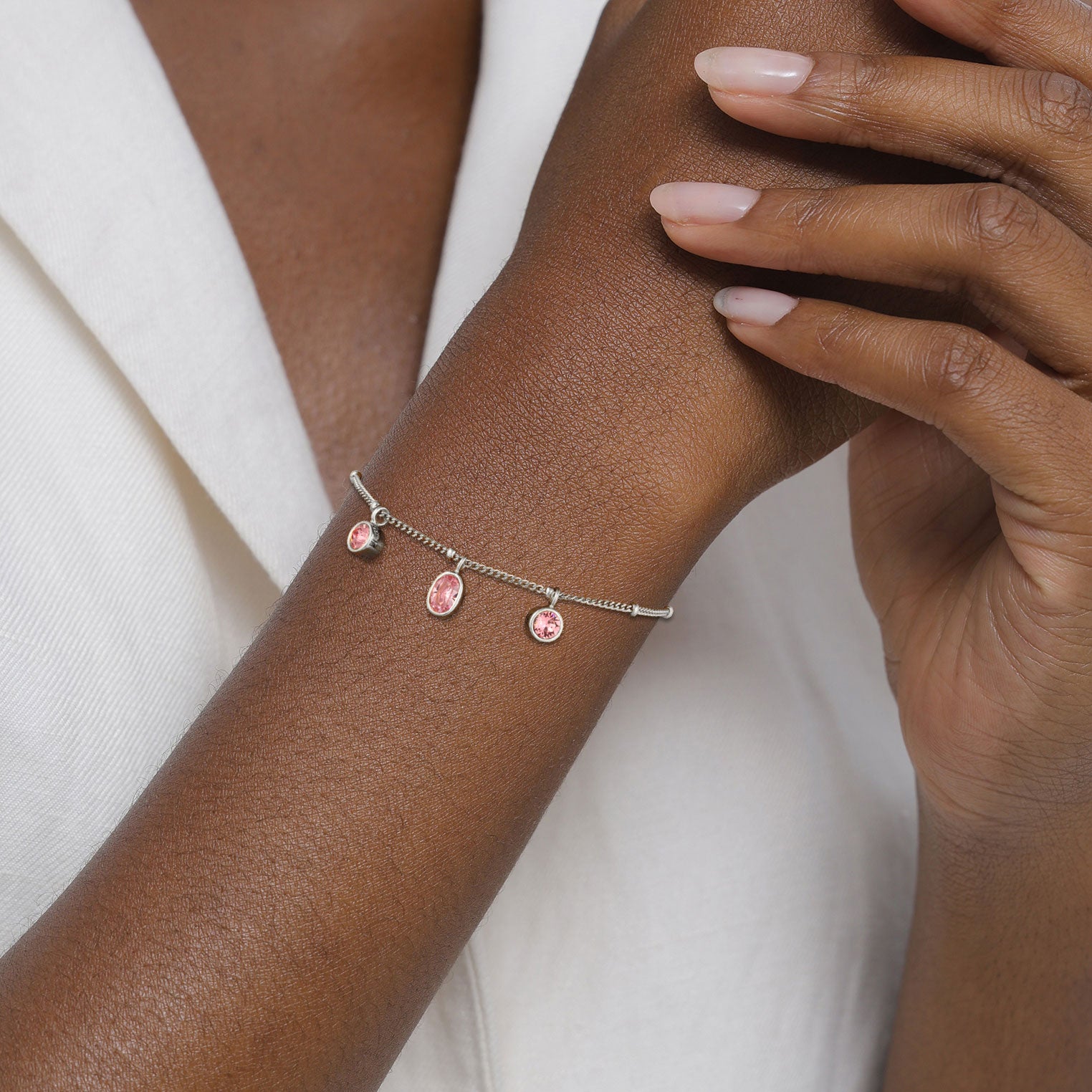 Silber - Elli | Kugel-Armband | Mit Kristallen von Swarovski® (Pink & Rose) | 925 Sterling Silber