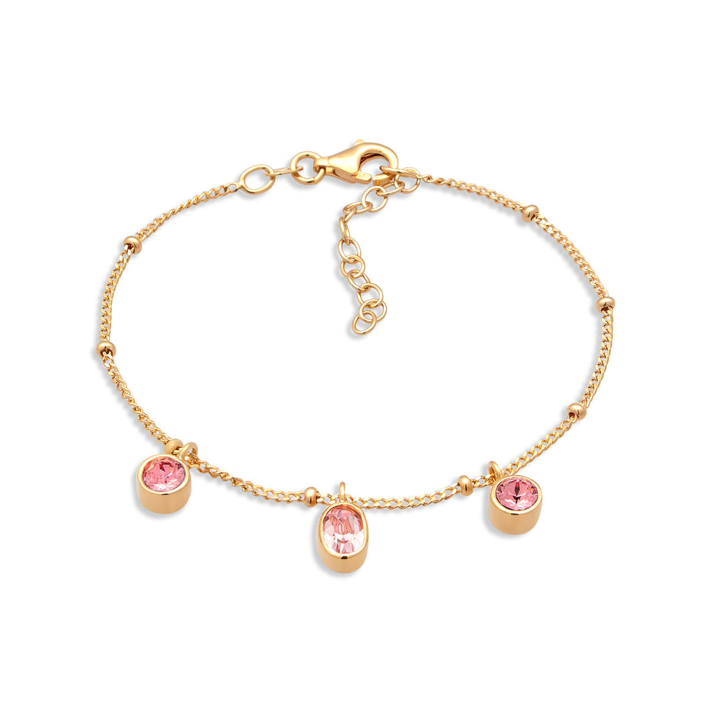 Gold - Elli | Kugel-Armband | Mit Kristallen von Swarovski® (Pink & Rose) | 925 Sterling Silber vergoldet