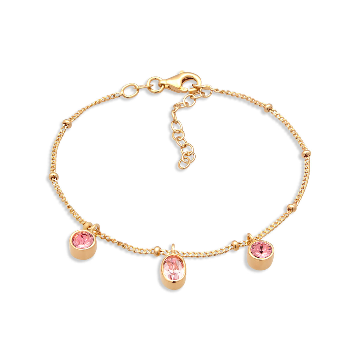 Gold - Elli | Kugel-Armband | Mit Kristallen von Swarovski® (Pink & Rose) | 925 Sterling Silber vergoldet