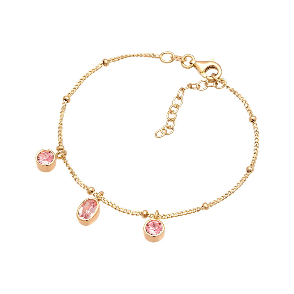 Gold - Elli | Kugel-Armband | Mit Kristallen von Swarovski® (Pink & Rose) | 925 Sterling Silber vergoldet