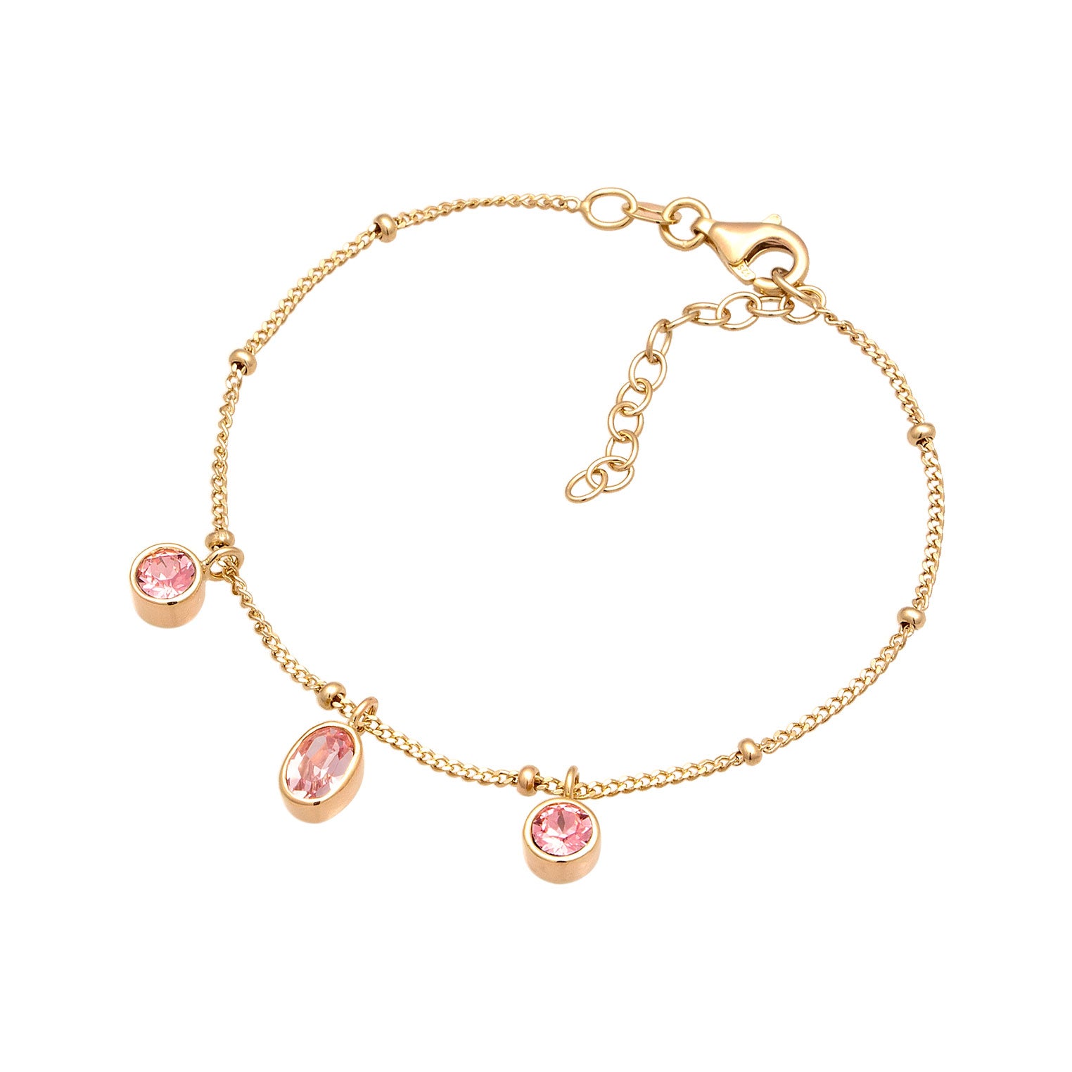 Gold - Elli | Kugel-Armband | Mit Kristallen von Swarovski® (Pink & Rose) | 925 Sterling Silber vergoldet