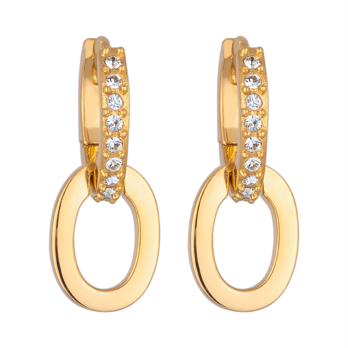 Gold - Elli PREMIUM | Creolen Ring Einhänger | Mit Kristallen von Swarovski® (Weiß) | 925 Sterling Silber vergoldet