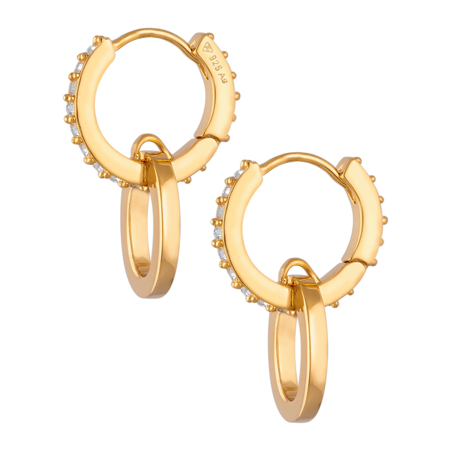 Gold - Elli PREMIUM | Creolen Ring Einhänger | Mit Kristallen von Swarovski® (Weiß) | 925 Sterling Silber vergoldet