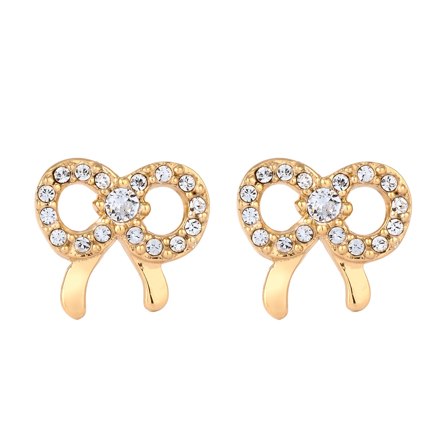 Gold - Elli | Ohrstecker Schleife | Mit Kristallen von Swarovski® (Weiß) | 925 Sterling Silber vergoldet