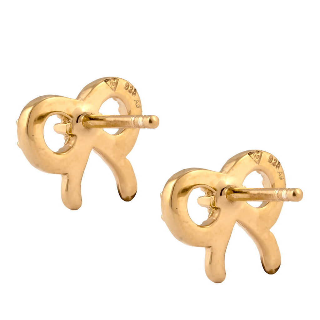 Gold - Elli | Ohrstecker Schleife | Mit Kristallen von Swarovski® (Weiß) | 925 Sterling Silber vergoldet