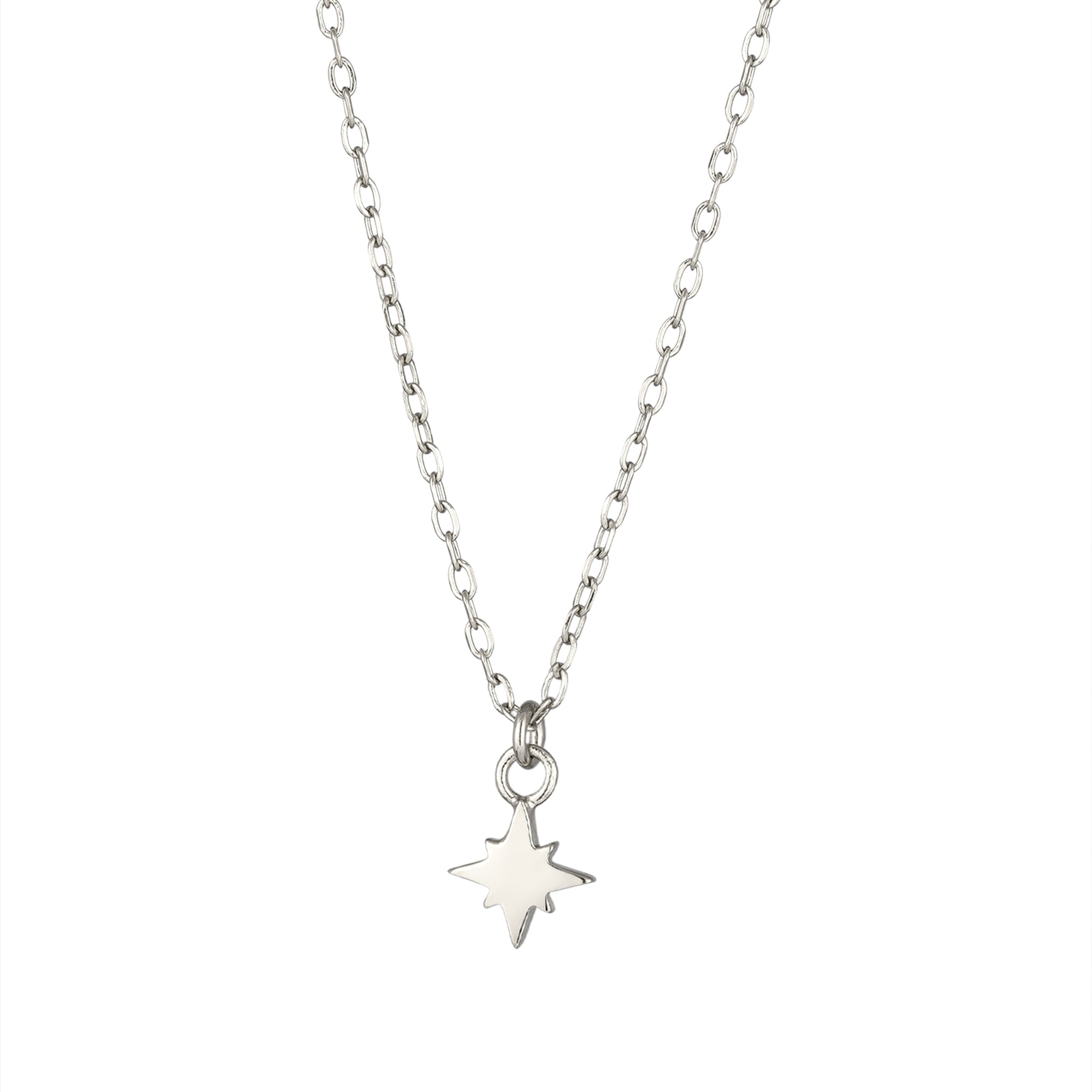 Silber - Elli | Halskette Stern | Mit Kristallen von Swarovski® (Weiß) | 925 Sterling Silber