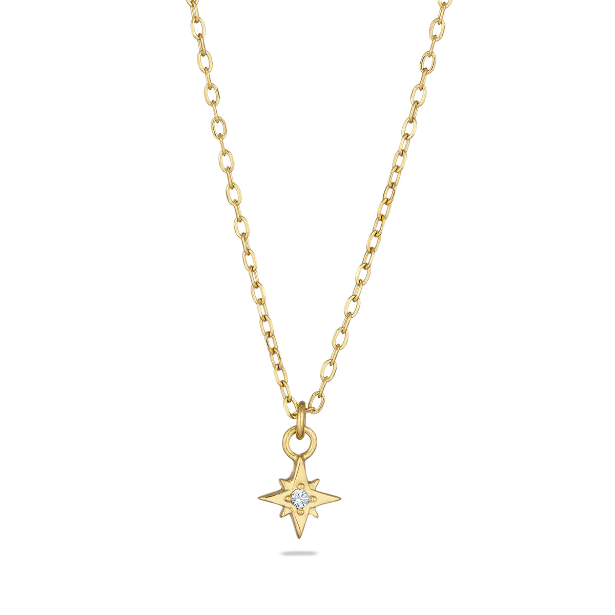 Gold - Elli | Halskette Stern | Mit Kristallen von Swarovski® (Weiß) | 925 Sterling Silber vergoldet