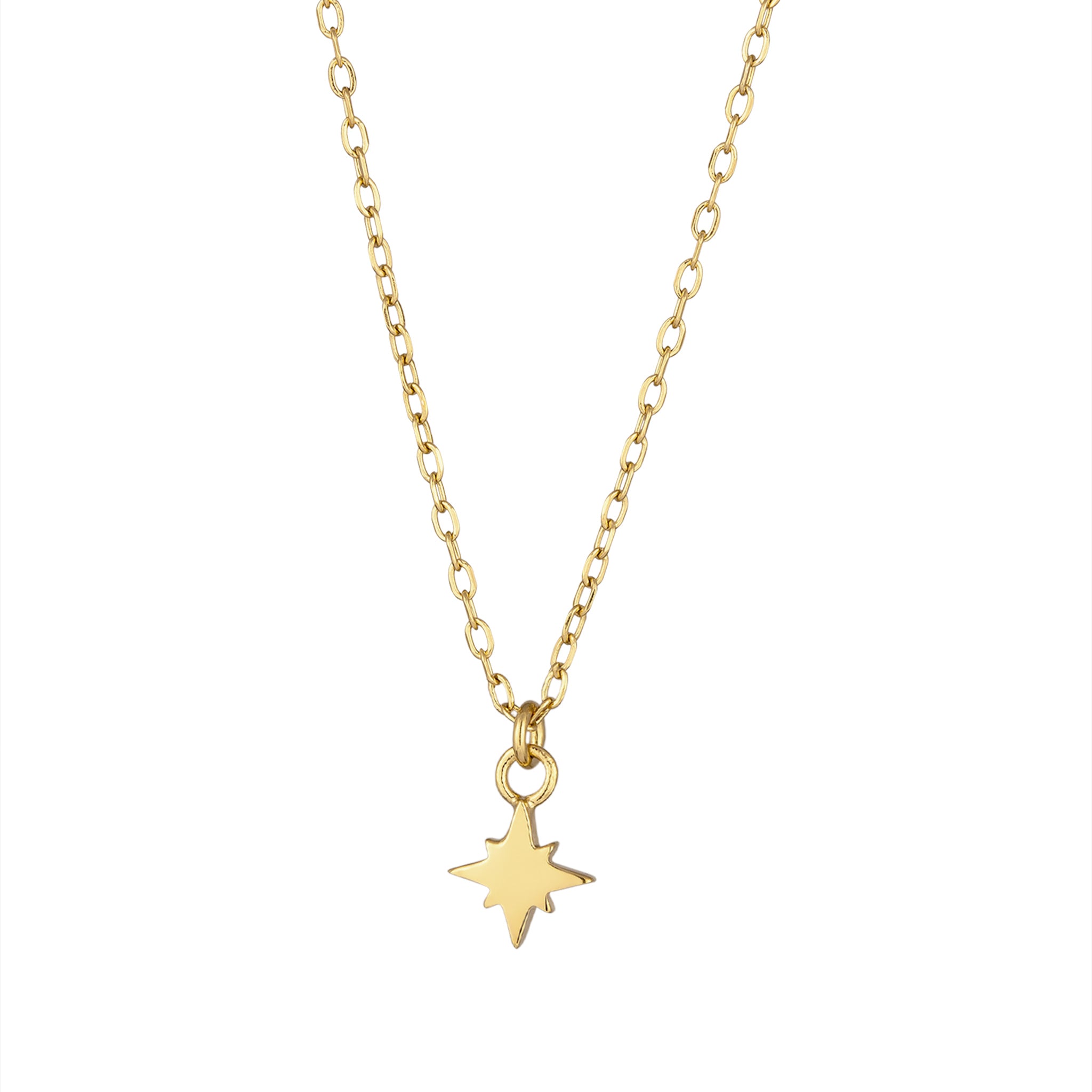 Gold - Elli | Halskette Stern | Mit Kristallen von Swarovski® (Weiß) | 925 Sterling Silber vergoldet