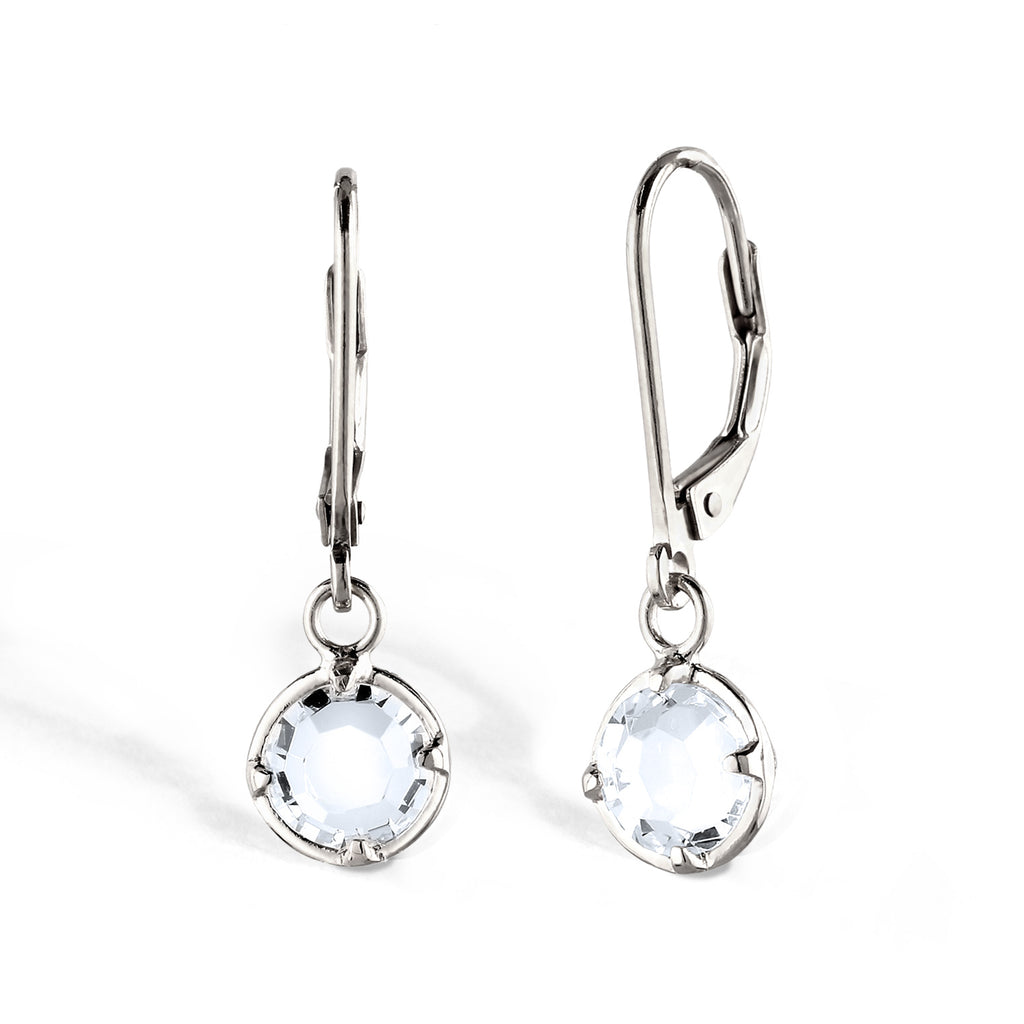 Silber - Elli | Ohrhänger Rund | Glas Kristalle (Weiß) | 925 Sterling Silber