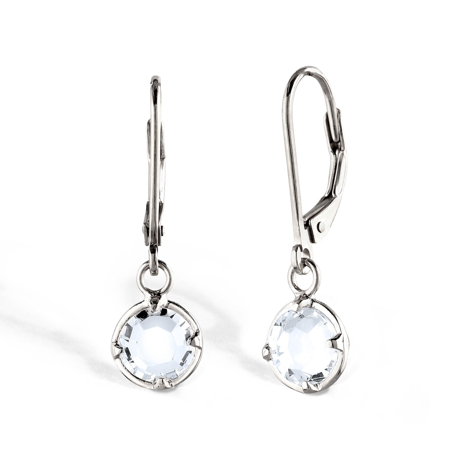 Silber - Elli | Ohrhänger Rund | Glas Kristalle (Weiß) | 925 Sterling Silber