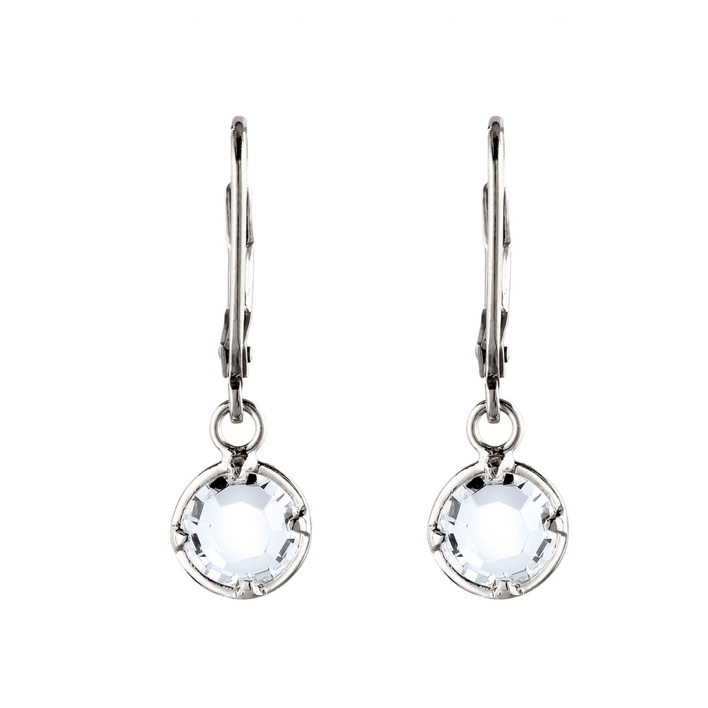 Silber - Elli | Ohrhänger Rund | Glas Kristalle (Weiß) | 925 Sterling Silber