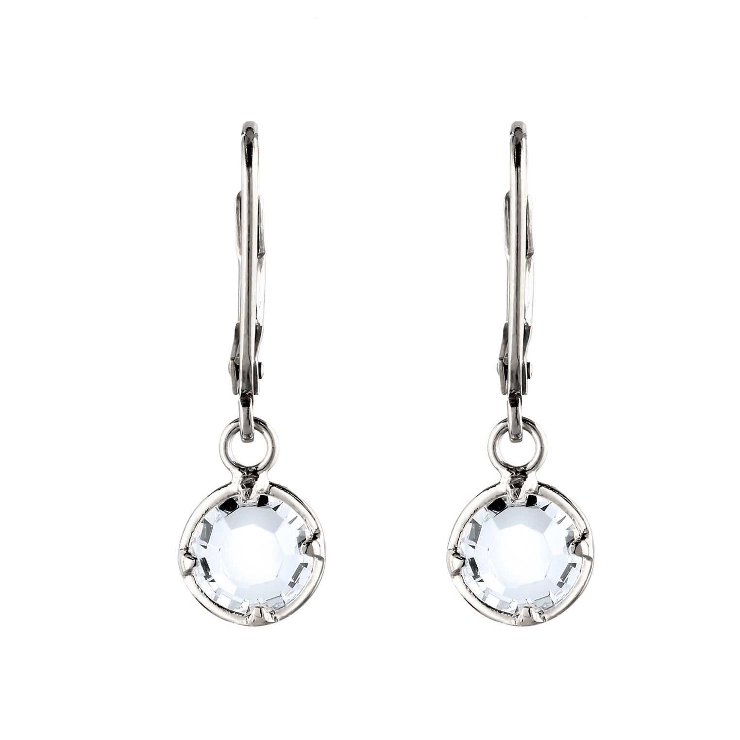 Silber - Elli | Ohrhänger Rund | Glas Kristalle (Weiß) | 925 Sterling Silber