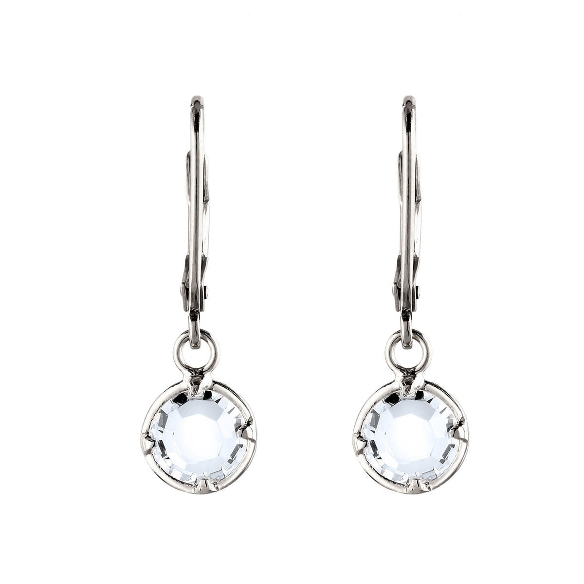 Silber - Elli | Ohrhänger Rund | Glas Kristalle (Weiß) | 925 Sterling Silber