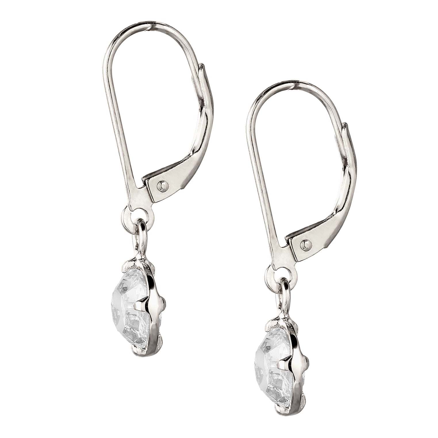 Silber - Elli | Ohrhänger Rund | Glas Kristalle (Weiß) | 925 Sterling Silber