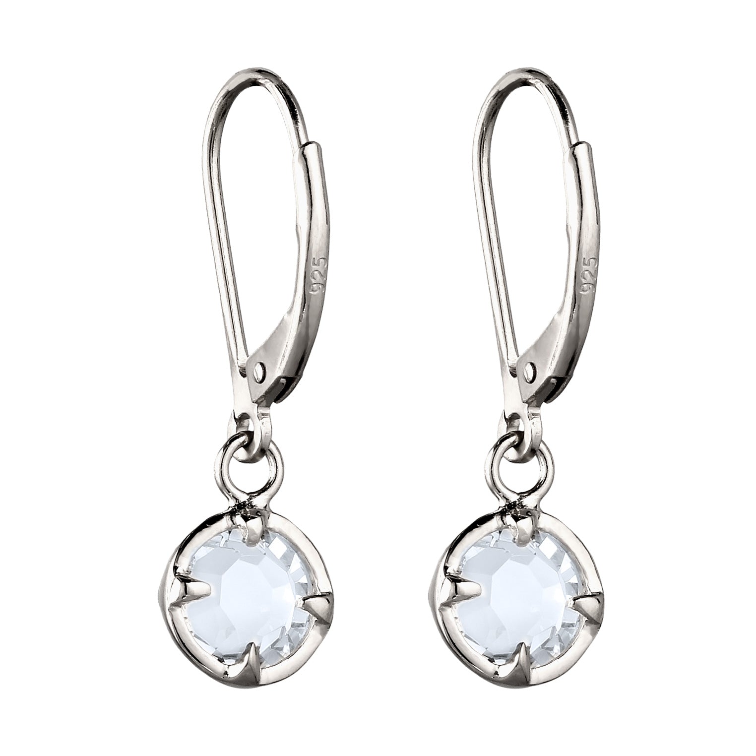 Silber - Elli | Ohrhänger Rund | Glas Kristalle (Weiß) | 925 Sterling Silber