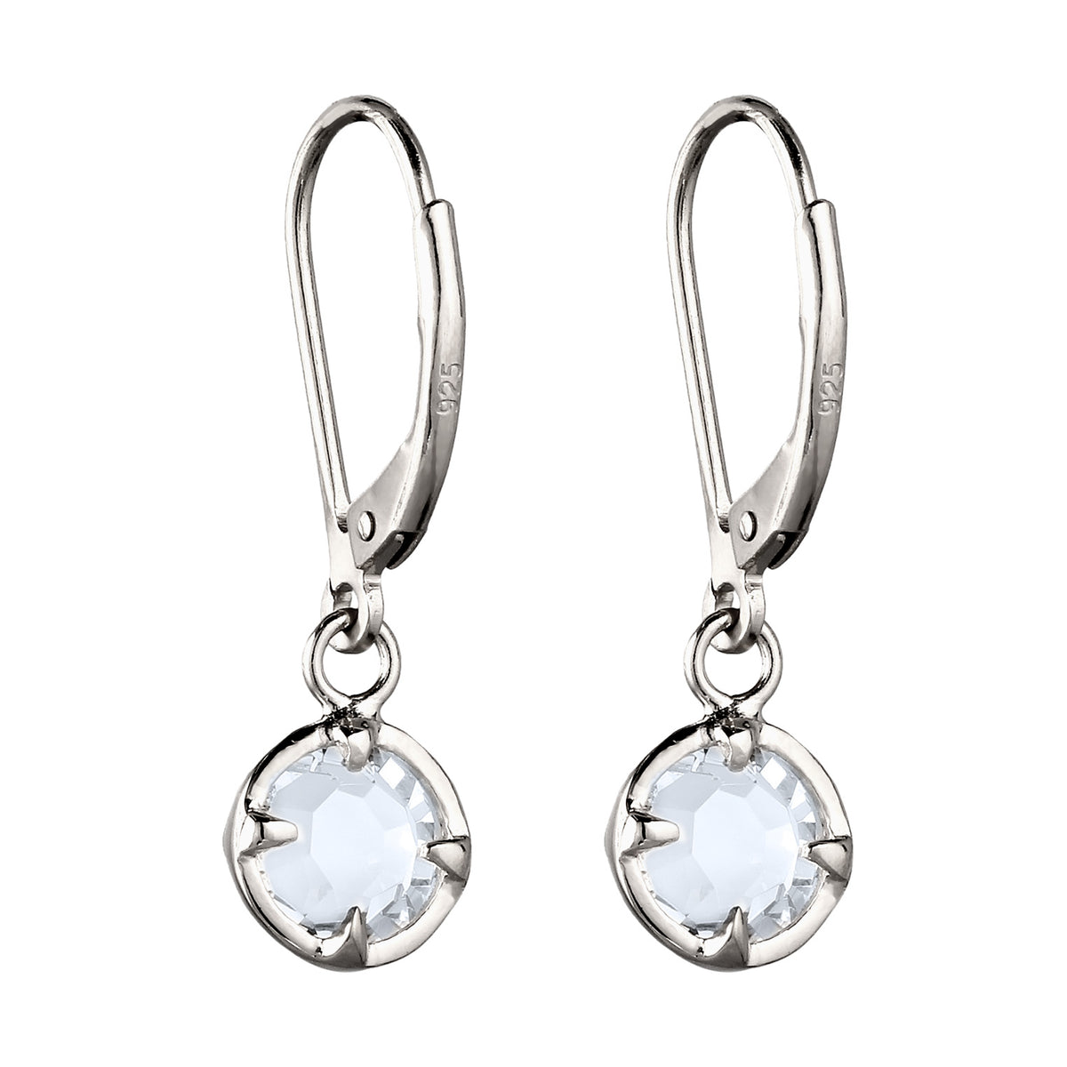 Silber - Elli | Ohrhänger Rund | Glas Kristalle (Weiß) | 925 Sterling Silber