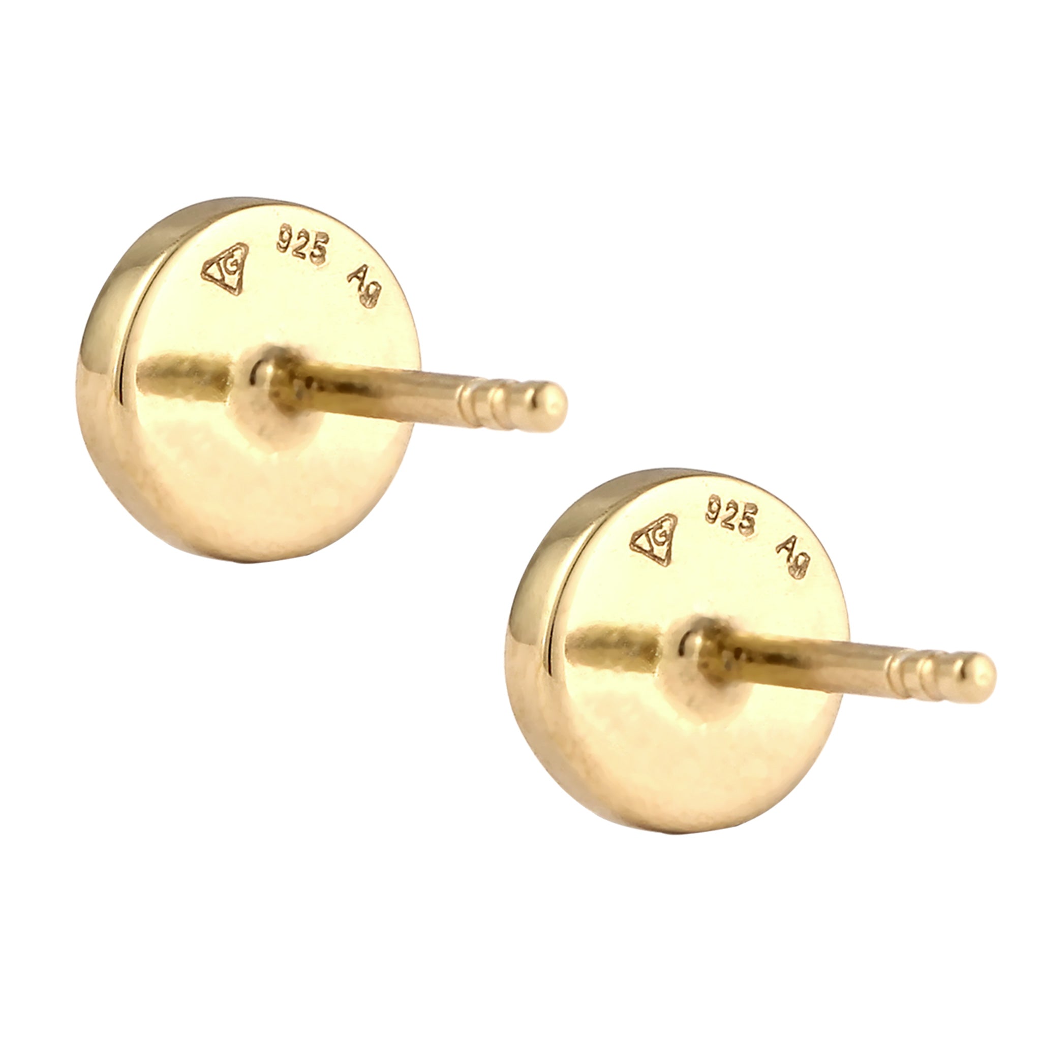Gold - Elli | Ohrstecker Rund | Mondstein (Weiß) | 925 Sterling Silber vergoldet