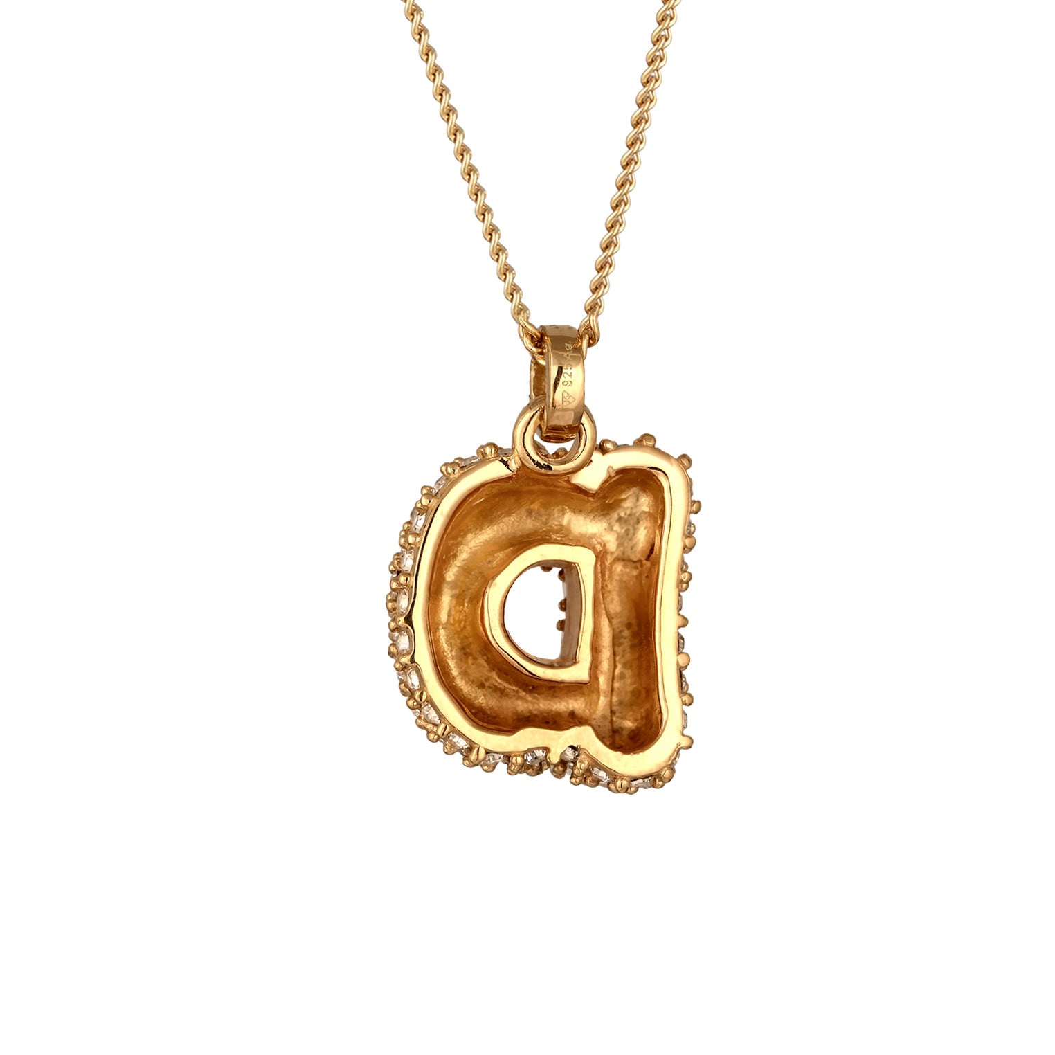 Gold - Elli | Halskette Bubble Buchstabe D | Mit Kristallen von Swarovski® (Weiß) | 925 Sterling Silber vergoldet