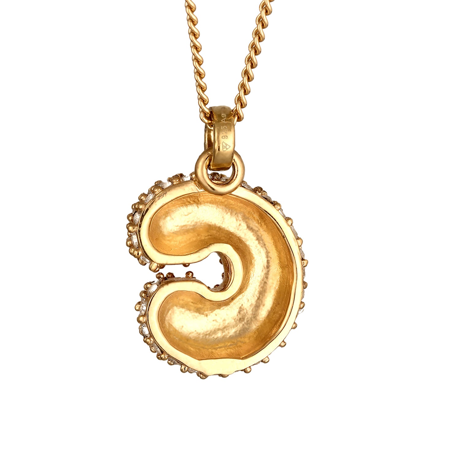 Gold - Elli | Halskette Bubble Buchstabe C | Glas Kristalle (Weiß) | 925 Sterling Silber vergoldet