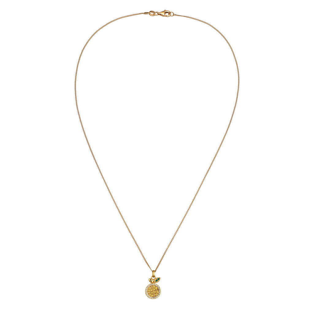 Gold - Elli | Halskette Anhänger Zitrone | Mit Kristallen von Swarovski® (Weiß, Grün, Gelb) | 925 Sterling Silber vergoldet