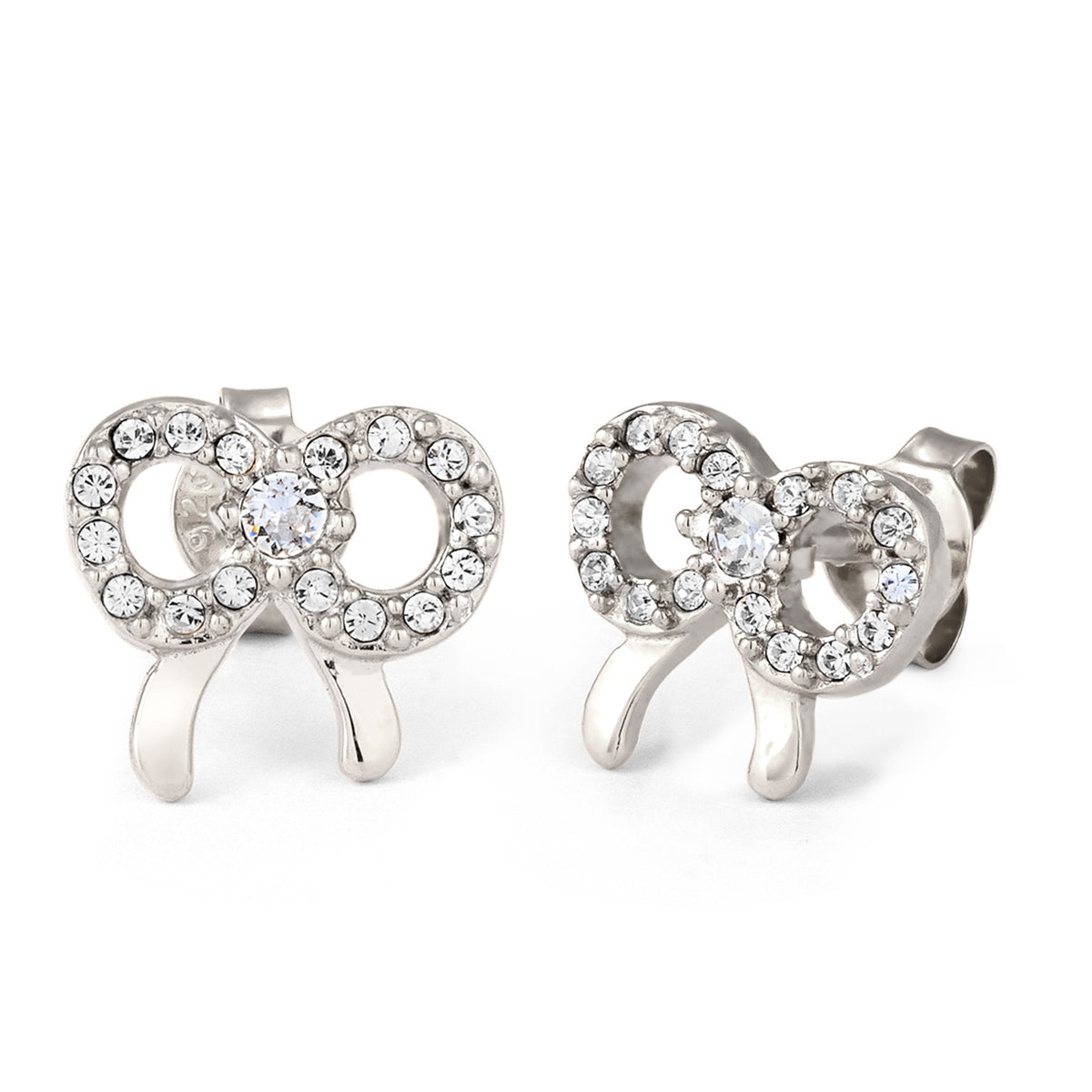 Silber - Elli | Ohrstecker Schleife | Mit Kristallen von Swarovski® (Weiß) | 925 Sterling Silber
