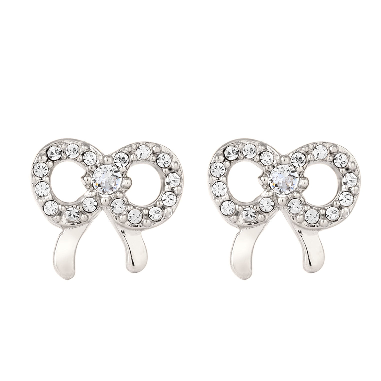 Silber - Elli | Ohrstecker Schleife | Mit Kristallen von Swarovski® (Weiß) | 925 Sterling Silber